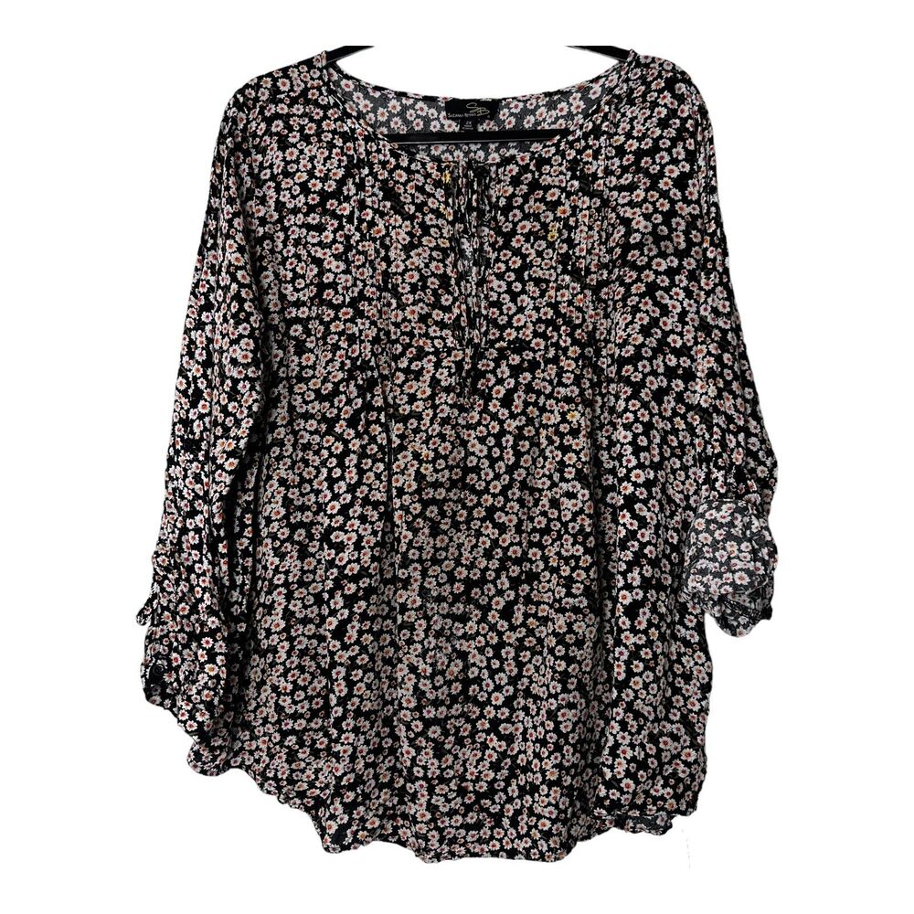 Suzanne‎ Betro Shirts Top Blouse Women  2XL Floral 3/4 Sleeve  Multicolored